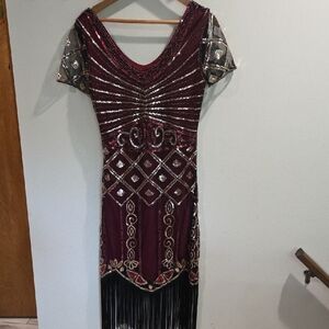 Chic Red and Black Midi Dress